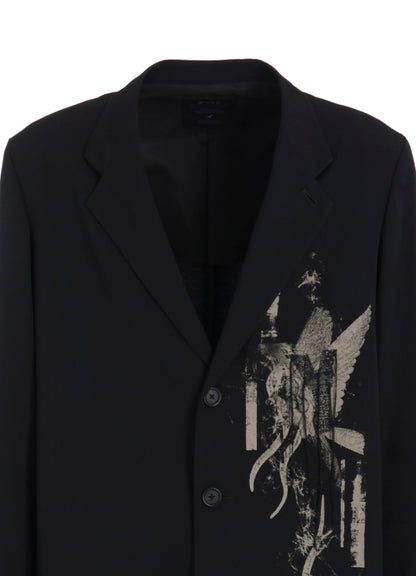 WASHER WOOL GABARDINE PRINT EMBROIDERY TAILORED JACKET