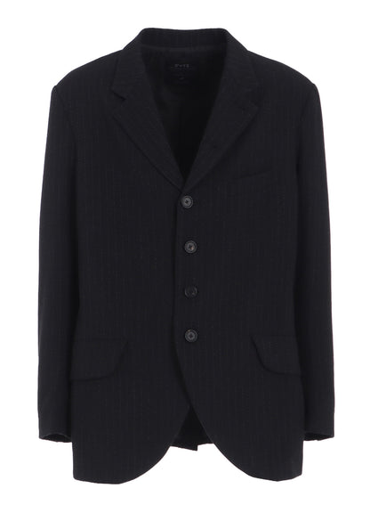 STRIPED SILK ANGORA WOOL 6 BUTTONS TAILORED JACKET