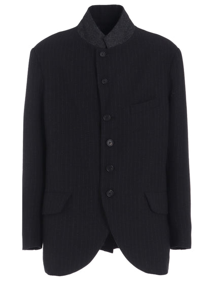 STRIPED SILK ANGORA WOOL 6 BUTTONS TAILORED JACKET