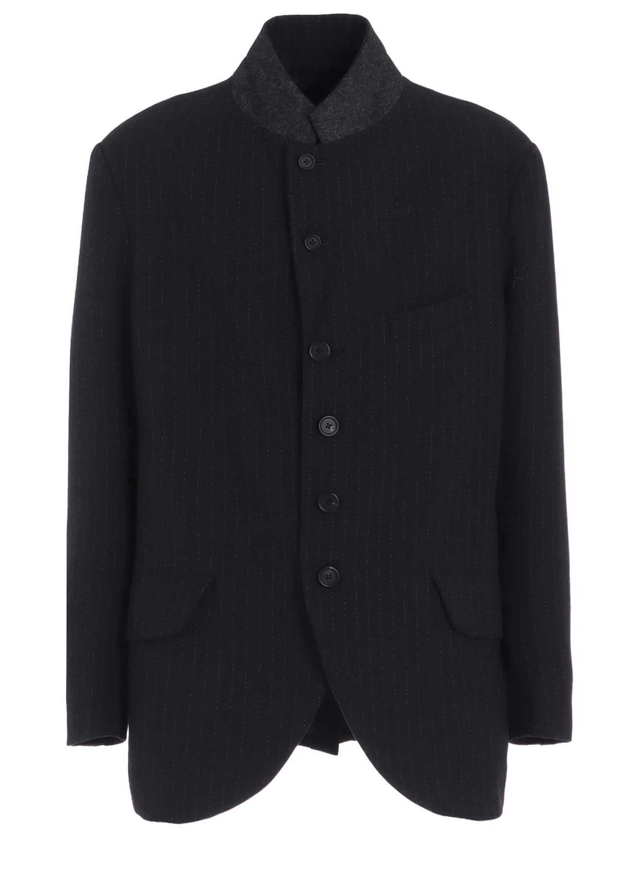 STRIPED SILK ANGORA WOOL 6 BUTTONS TAILORED JACKET