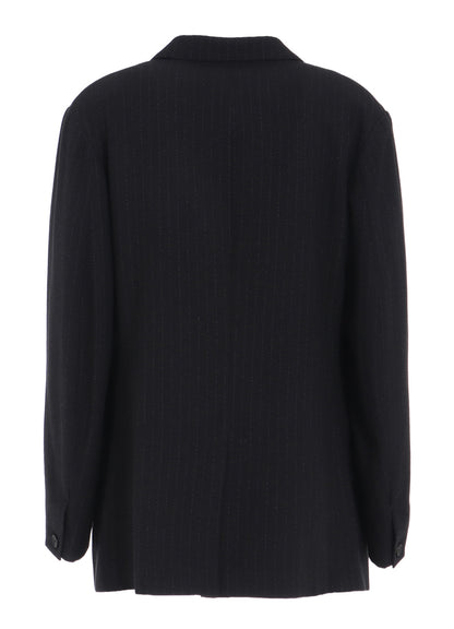 STRIPED SILK ANGORA WOOL 6 BUTTONS TAILORED JACKET