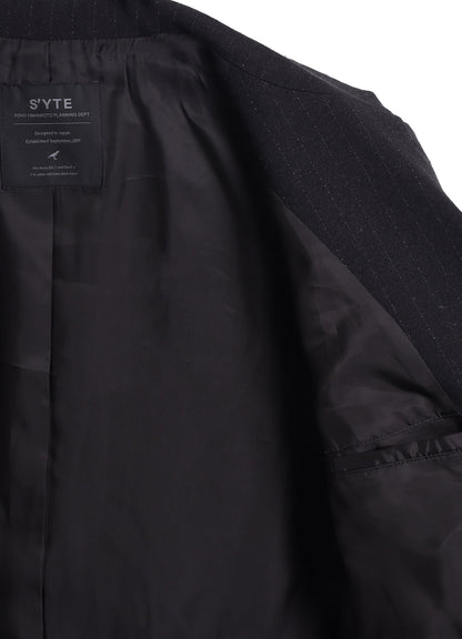 STRIPED SILK ANGORA WOOL 6 BUTTONS TAILORED JACKET