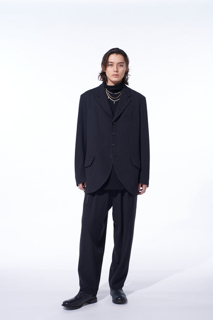 STRIPED SILK ANGORA WOOL 6 BUTTONS TAILORED JACKET