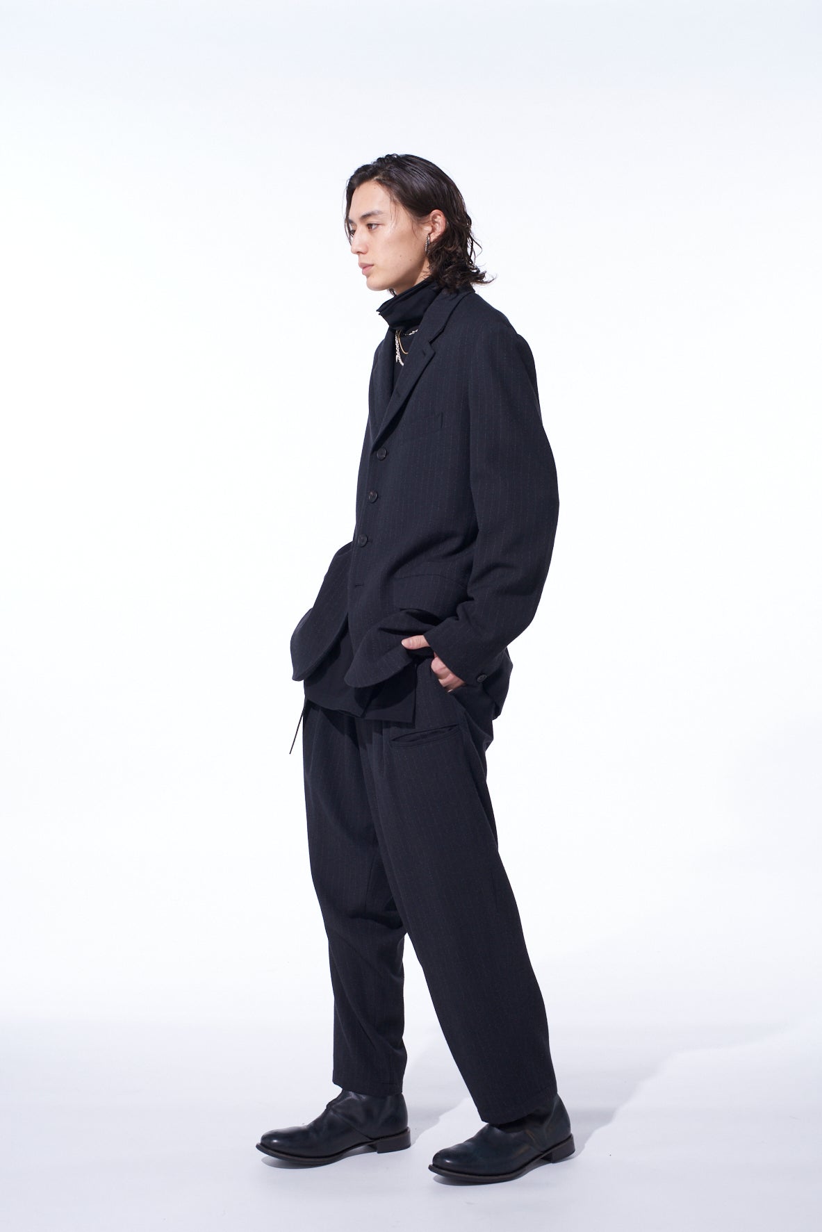ジャケット・アウター yohji yamamoto wool silk Jacket STRIPED SILK ANGORA WOOL 6 BUTTONS TAILORED JACKET – THE SHOP