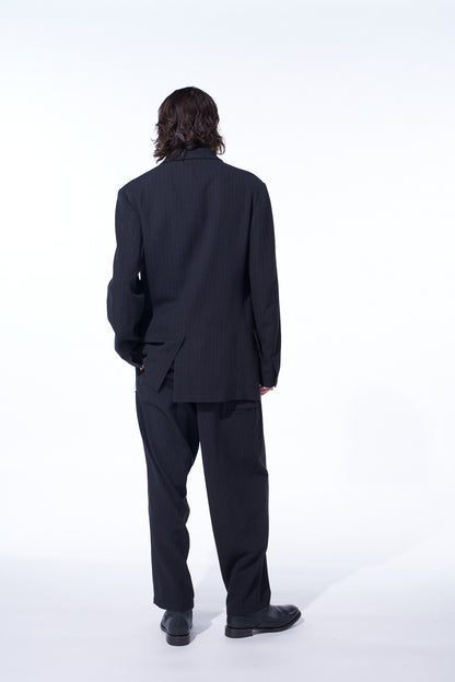 STRIPED SILK ANGORA WOOL 6 BUTTONS TAILORED JACKET