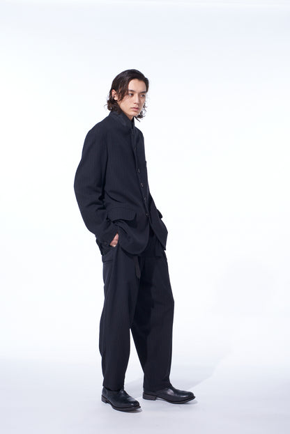 STRIPED SILK ANGORA WOOL 6 BUTTONS TAILORED JACKET