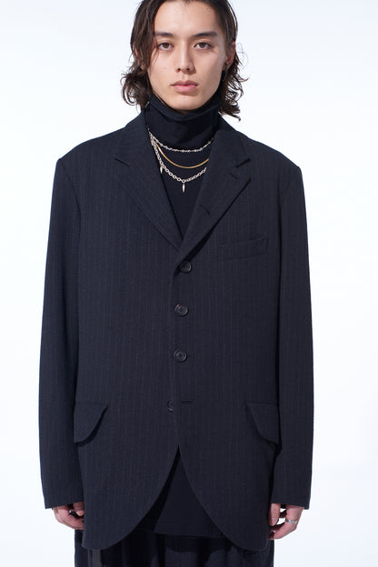 STRIPED SILK ANGORA WOOL 6 BUTTONS TAILORED JACKET