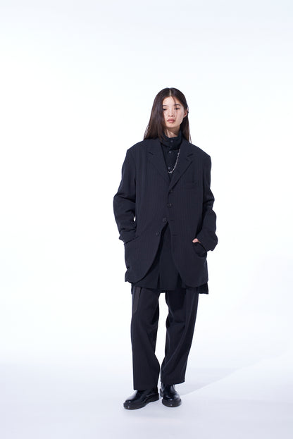 STRIPED SILK ANGORA WOOL 6 BUTTONS TAILORED JACKET