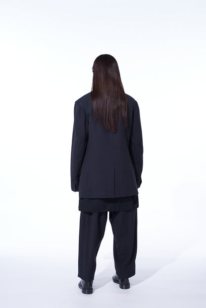 STRIPED SILK ANGORA WOOL 6 BUTTONS TAILORED JACKET