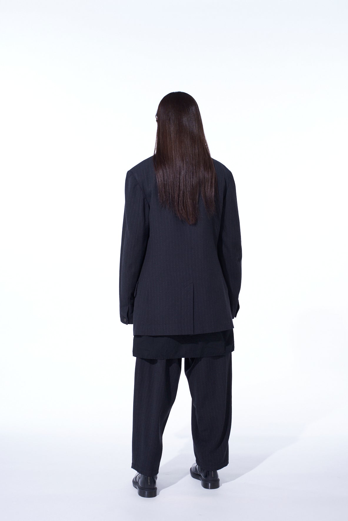 STRIPED SILK ANGORA WOOL 6 BUTTONS TAILORED JACKET