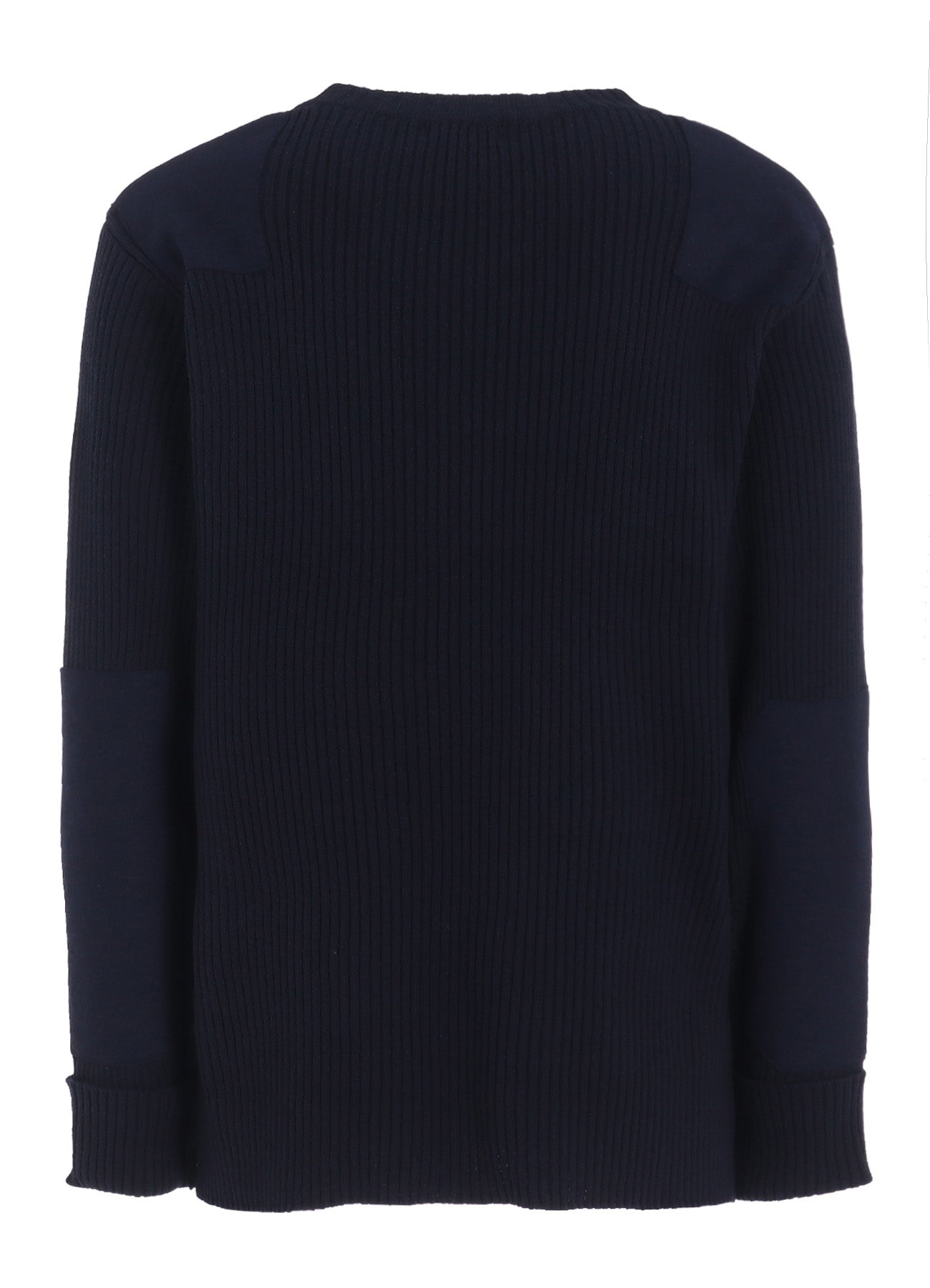 7G WOOL COTTON RIB PULLOVER WITH FLANNEL SHOULDER AND ELBOW PATCHES