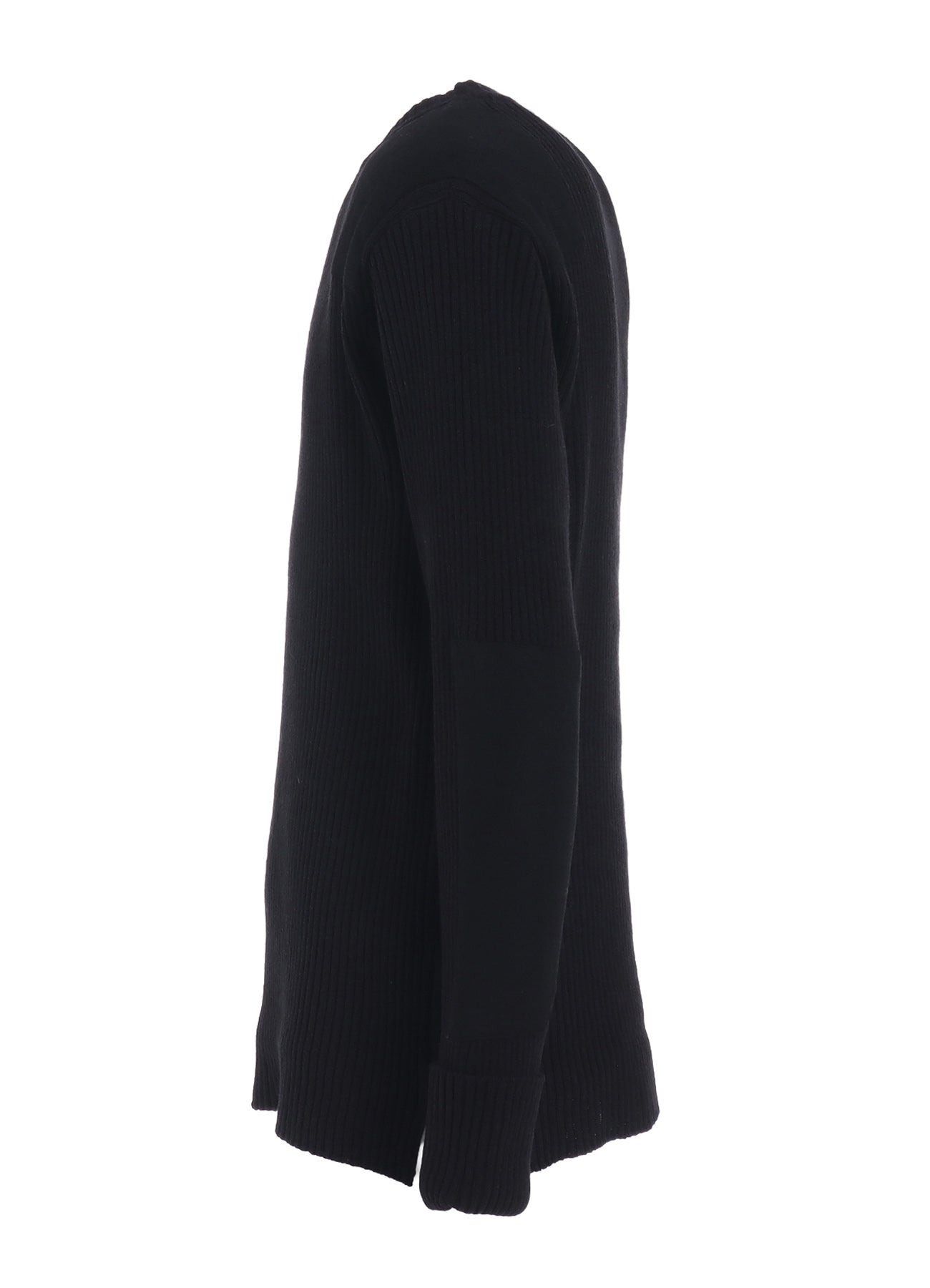 7G WOOL COTTON RIB PULLOVER WITH FLANNEL SHOULDER AND ELBOW PATCHES