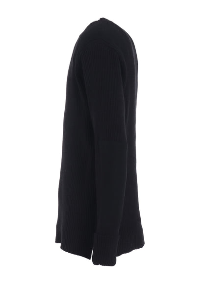 7G WOOL COTTON RIB PULLOVER WITH FLANNEL SHOULDER AND ELBOW PATCHES