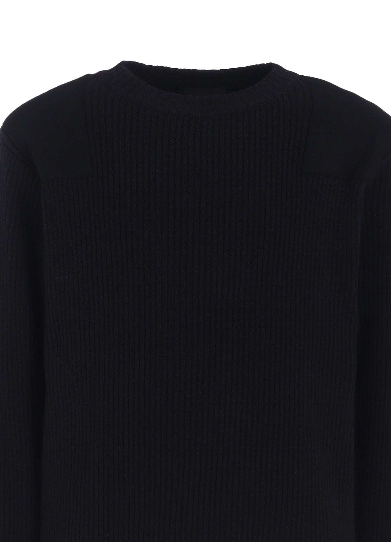 7G WOOL COTTON RIB PULLOVER WITH FLANNEL SHOULDER AND ELBOW PATCHES