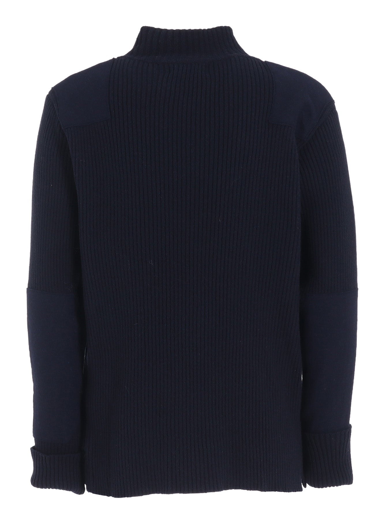 7G WOOL COTTON RIB ZIP-UP  WITH FLANNEL SHOULDER AND ELBOW PATCHES