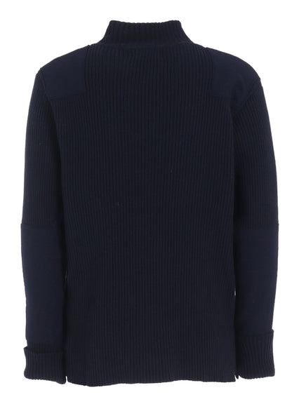 7G WOOL COTTON RIB ZIP-UP  WITH FLANNEL SHOULDER AND ELBOW PATCHES