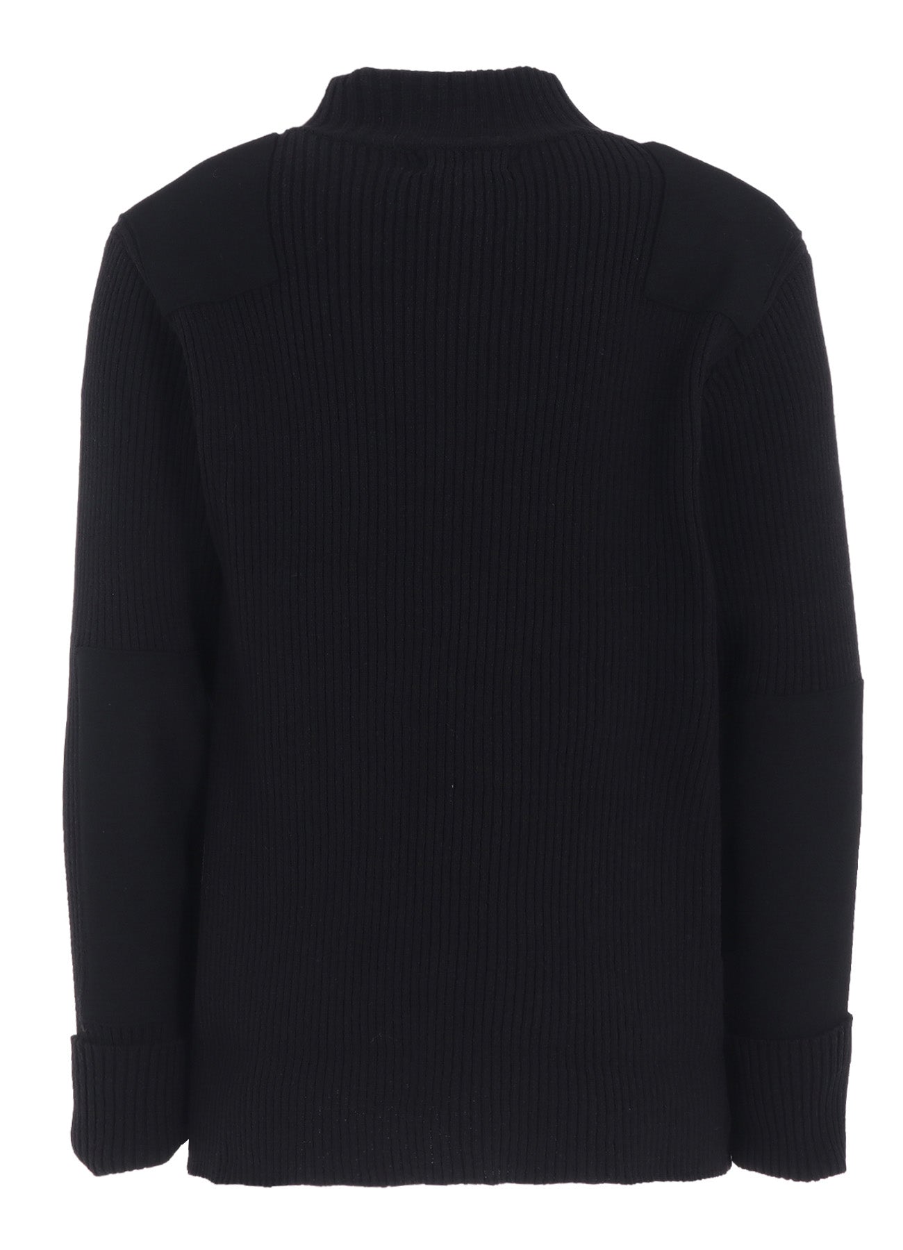 7G WOOL COTTON RIB ZIP-UP  WITH FLANNEL SHOULDER AND ELBOW PATCHES