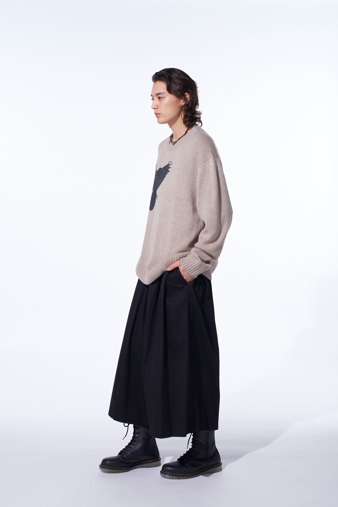 7G WOOL-BLEND INTARSIA CROW-PATTERN PULLOVER – THE SHOP YOHJI YAMAMOTO