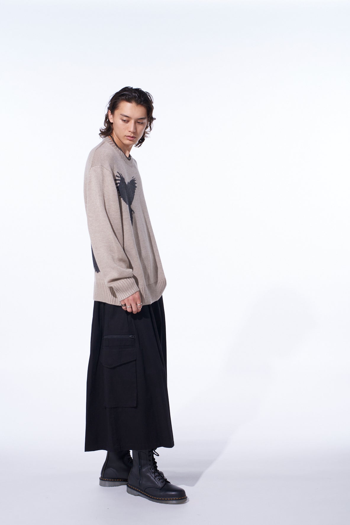 7G WOOL-BLEND INTARSIA CROW-PATTERN PULLOVER – THE SHOP YOHJI YAMAMOTO