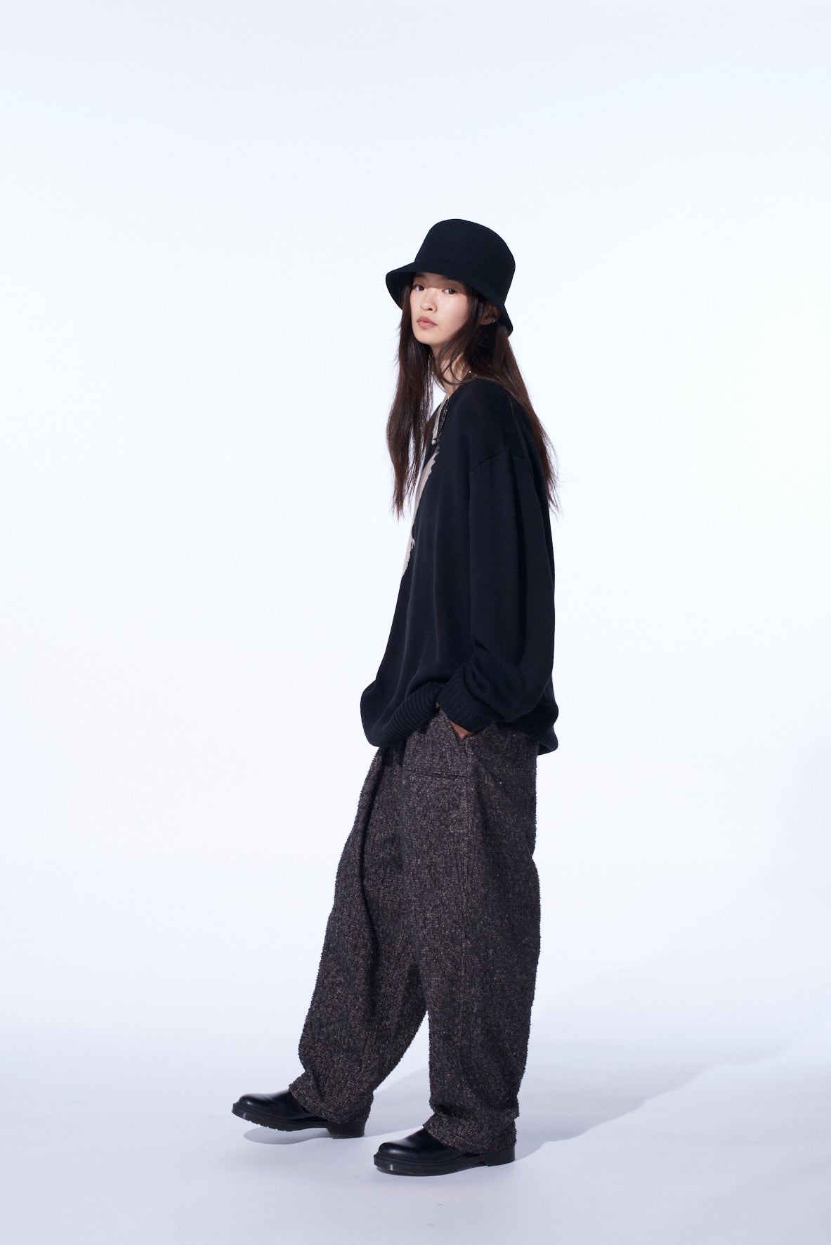 7G WOOL-BLEND INTARSIA CROW-PATTERN PULLOVER