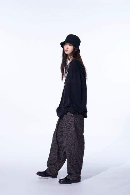 7G WOOL-BLEND INTARSIA CROW-PATTERN PULLOVER