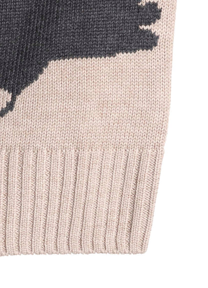7G WOOL-BLEND INTARSIA CROW-PATTERN HIGH NECK KNIT