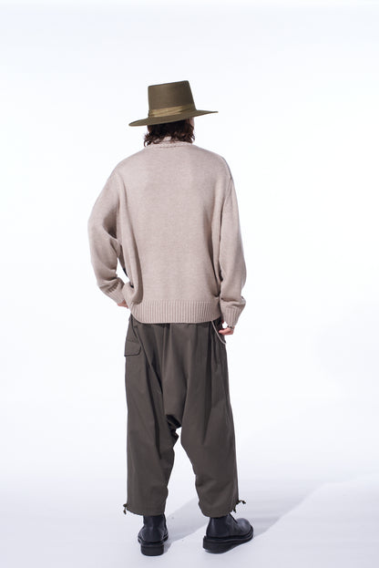 7G WOOL-BLEND INTARSIA CROW-PATTERN HIGH NECK KNIT