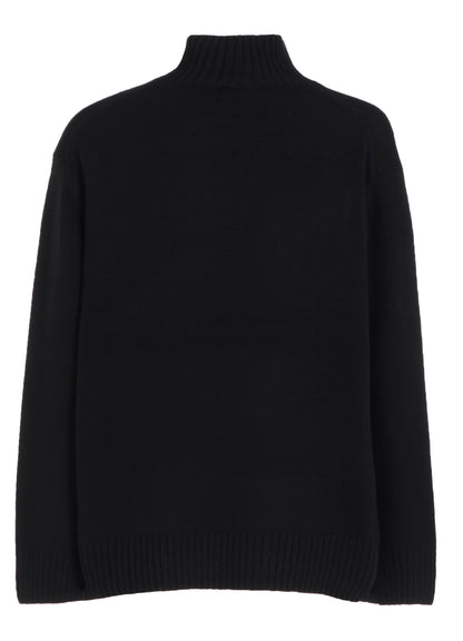 7G WOOL-BLEND INTARSIA CROW-PATTERN HIGH NECK KNIT