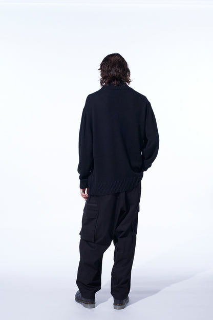 7G WOOL-BLEND INTARSIA CROW-PATTERN HIGH NECK KNIT