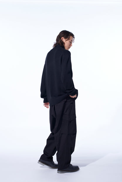 7G WOOL-BLEND INTARSIA CROW-PATTERN HIGH NECK KNIT