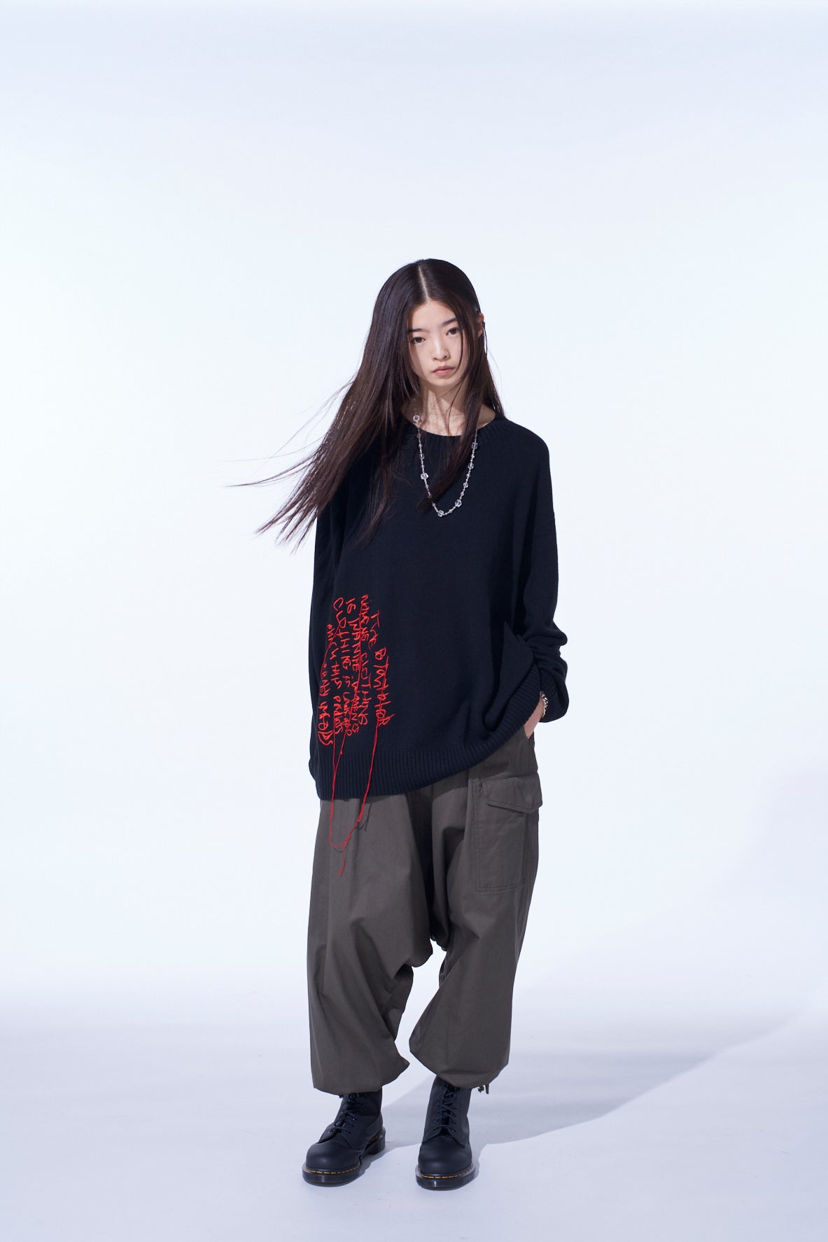 7G WOOL-BLEND INTARSIA MESSAGE PULLOVER – THE SHOP YOHJI YAMAMOTO