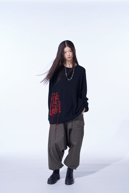 7G WOOL-BLEND INTARSIA MESSAGE PULLOVER