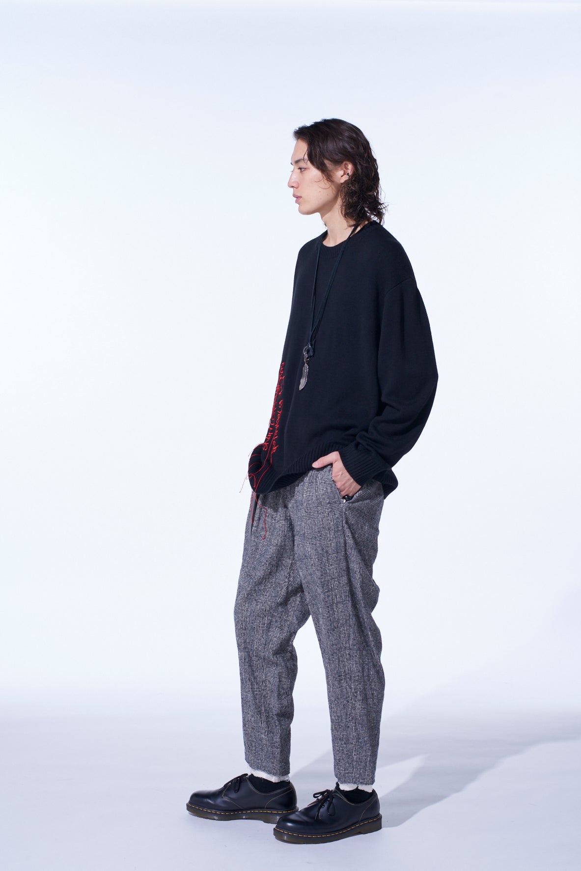 7G WOOL-BLEND INTARSIA MESSAGE PULLOVER – THE SHOP YOHJI YAMAMOTO