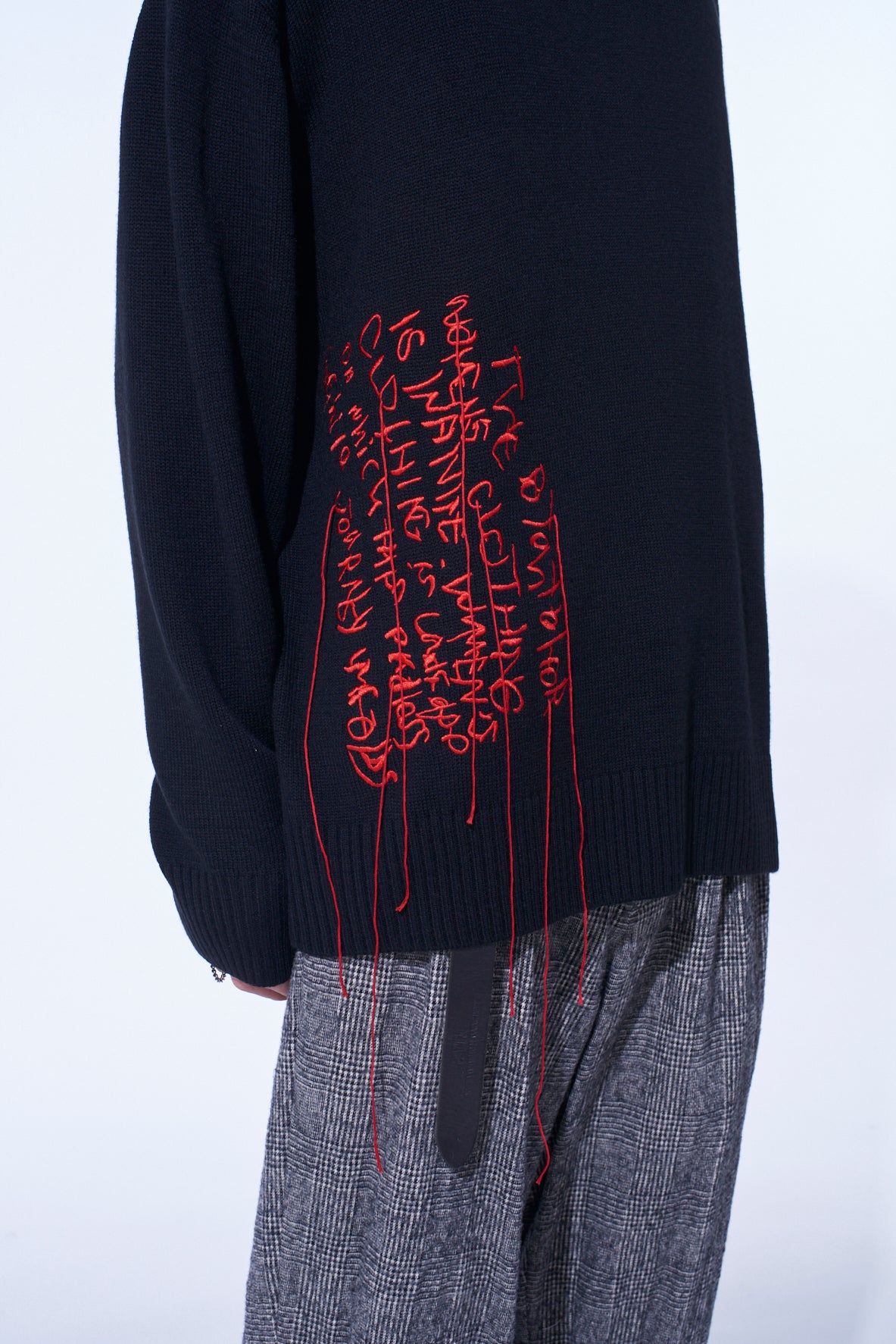 7G WOOL-BLEND INTARSIA MESSAGE PULLOVER – THE SHOP YOHJI YAMAMOTO