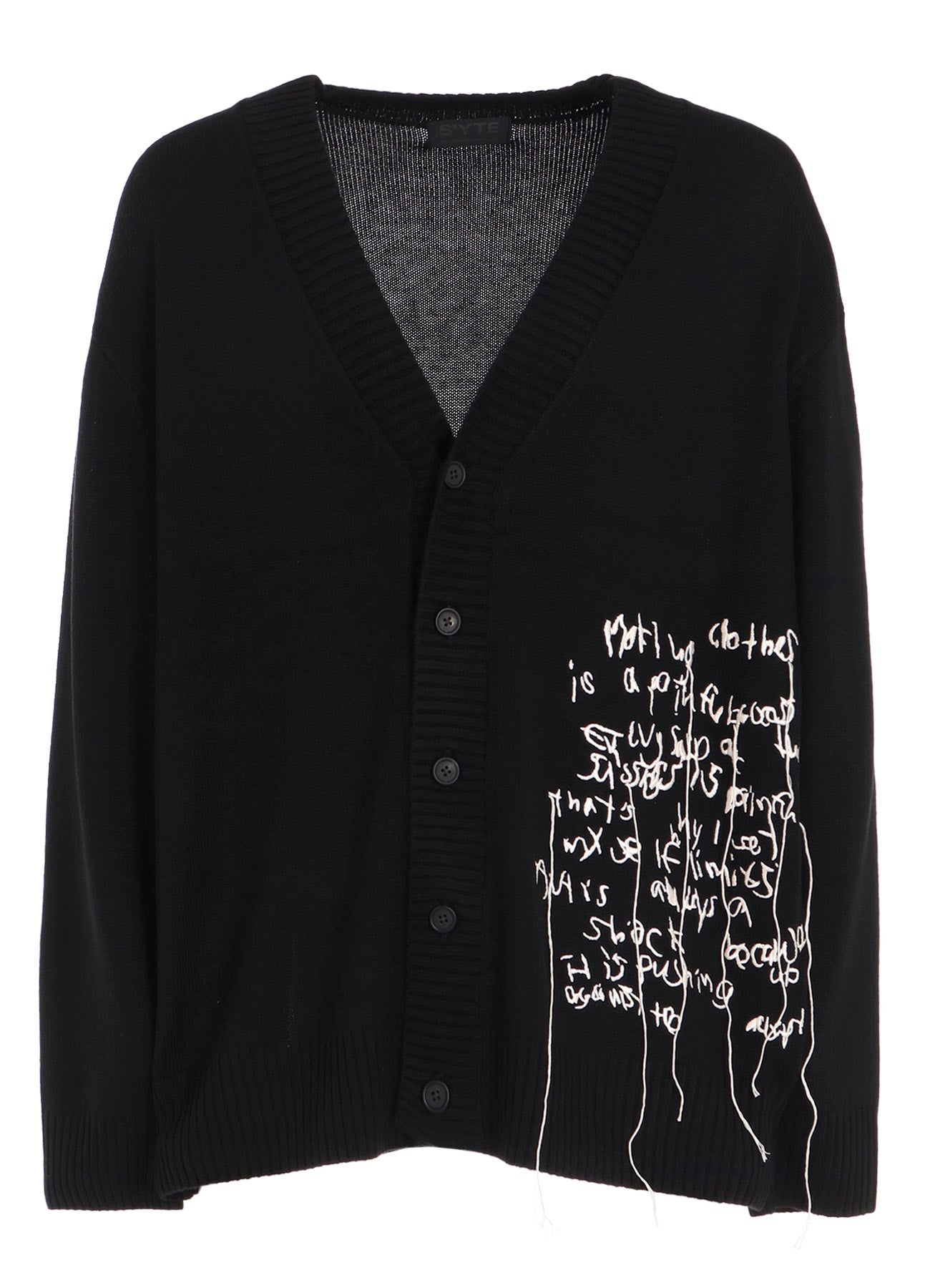 7G WOOL-BLEND INTARSIA MESSAGE CARDIGAN – THE SHOP YOHJI YAMAMOTO
