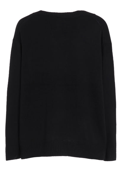 7G WOOL-BLEND INTARSIA MESSAGE CARDIGAN
