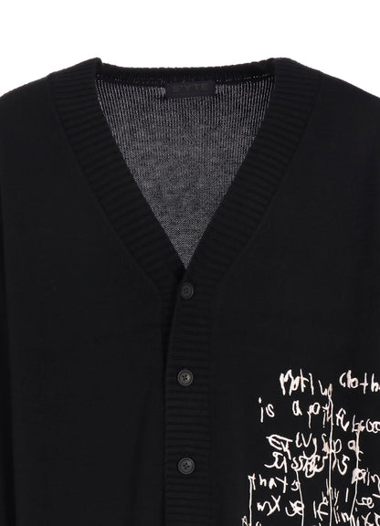 7G WOOL-BLEND INTARSIA MESSAGE CARDIGAN
