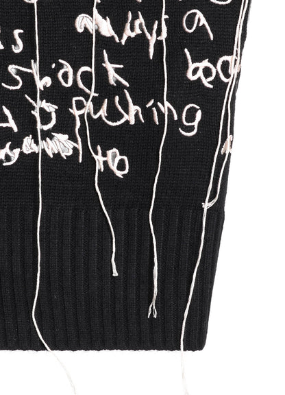 7G WOOL-BLEND INTARSIA MESSAGE CARDIGAN