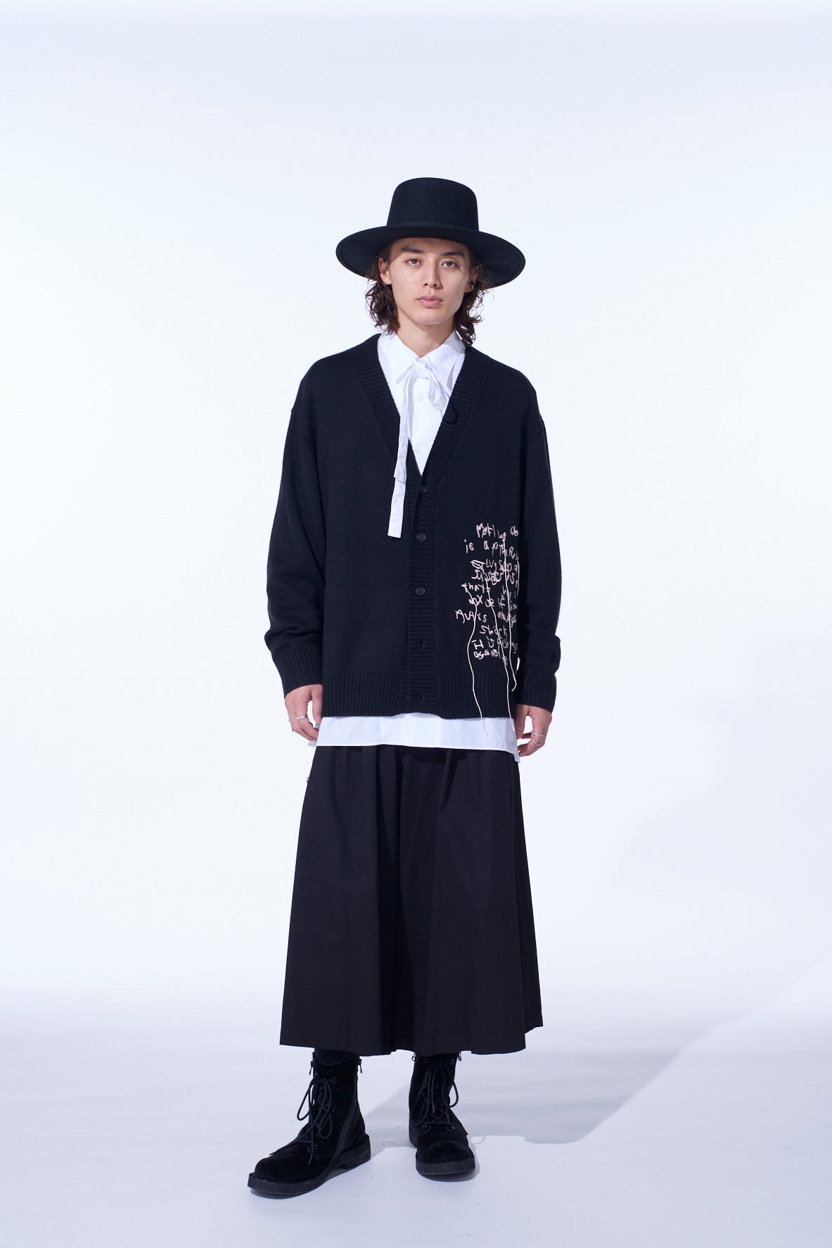 トップス 7G WOOL-BLEND INTARSIA MASSAGE CARDIGAN 7G WOOL-BLEND INTARSIA MESSAGE CARDIGAN – THE SHOP YOHJI YAMAMOTO