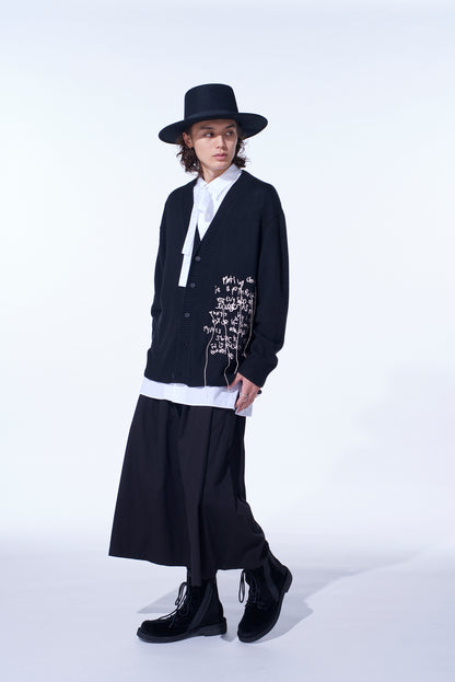 7G WOOL-BLEND INTARSIA MESSAGE CARDIGAN