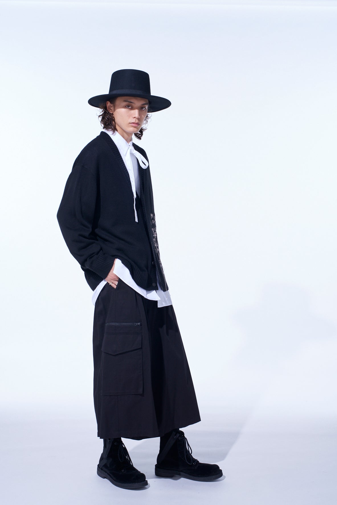 7G WOOL-BLEND INTARSIA MESSAGE CARDIGAN – THE SHOP YOHJI YAMAMOTO