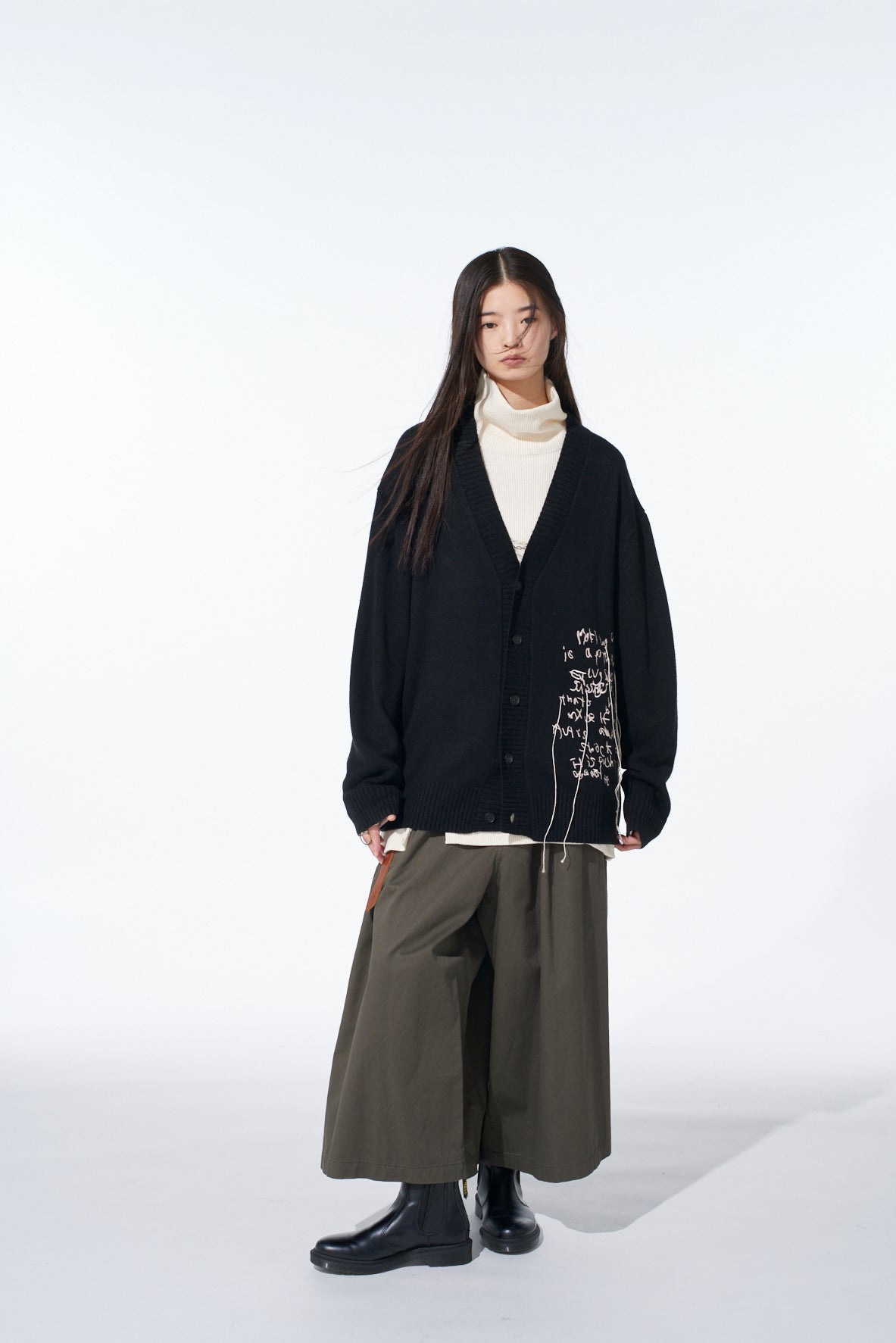 7G WOOL-BLEND INTARSIA MESSAGE CARDIGAN – THE SHOP YOHJI YAMAMOTO