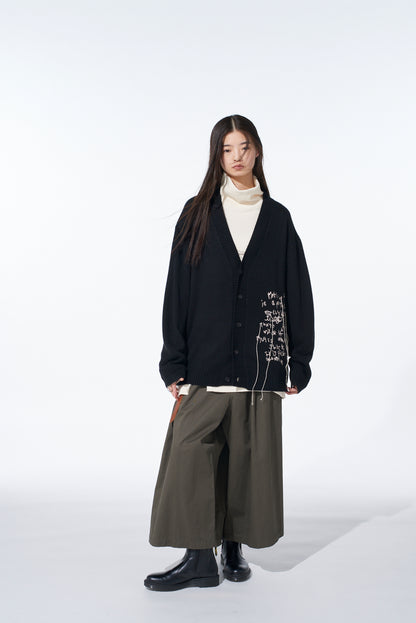 7G WOOL-BLEND INTARSIA MESSAGE CARDIGAN