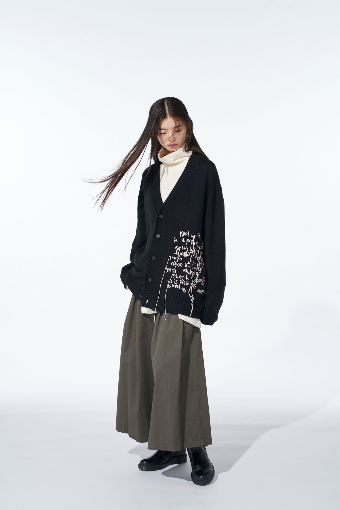 トップス 7G WOOL-BLEND INTARSIA MASSAGE CARDIGAN 7G WOOL-BLEND INTARSIA MESSAGE CARDIGAN – THE SHOP YOHJI YAMAMOTO