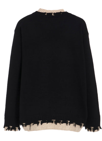 CORPILON BULKY WOOL COLOR-BLOCKED DAMAGE PULLOVER