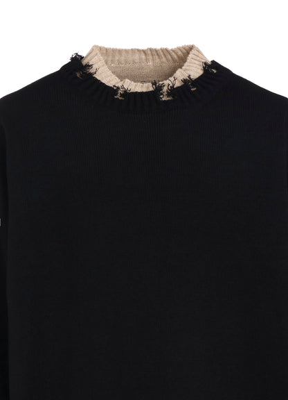 CORPILON BULKY WOOL COLOR-BLOCKED DAMAGE PULLOVER