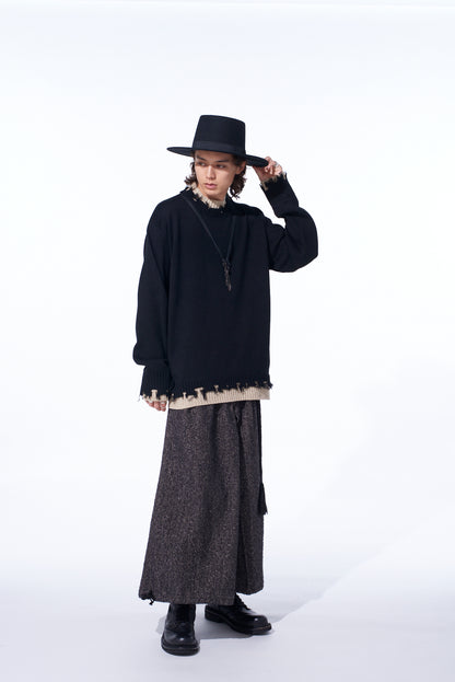 CORPILON BULKY WOOL COLOR-BLOCKED DAMAGE PULLOVER