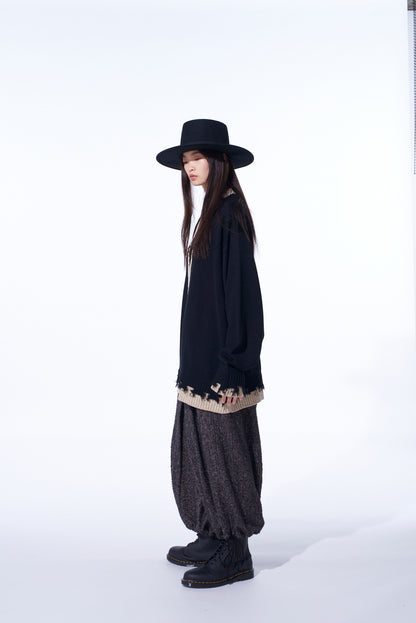 CORPILON BULKY WOOL COLOR-BLOCKED DAMAGE PULLOVER