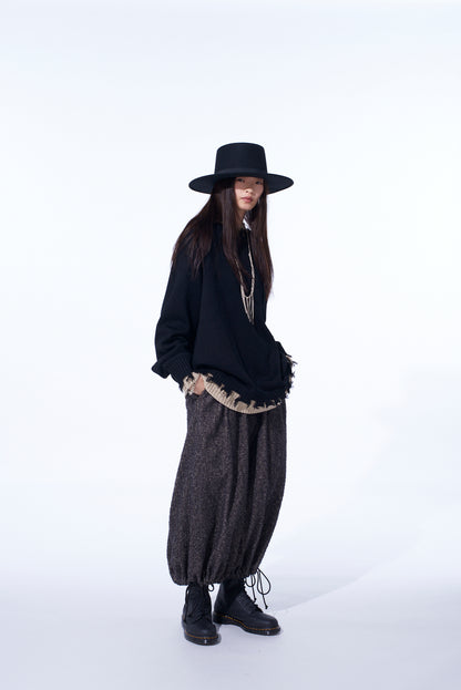 CORPILON BULKY WOOL COLOR-BLOCKED DAMAGE PULLOVER