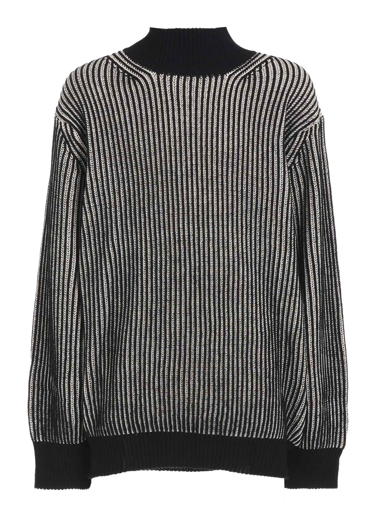 5G BULKY WOOL RIB STITCH OVERSIZED HIGH NECK KNIT